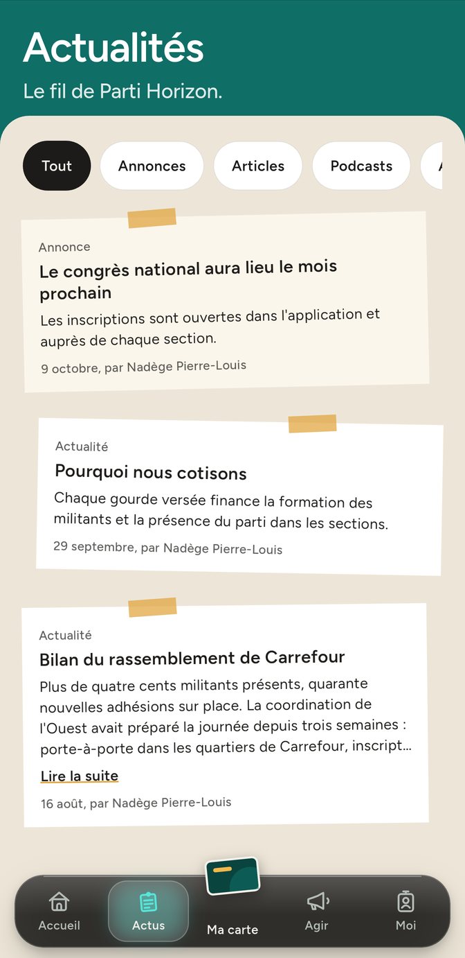 Actualités de l'organisation : annonces, articles, podcasts et albums